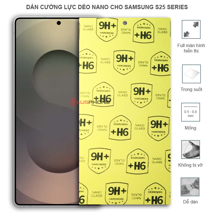 Dán cường lực dẻo trong hoặc nhám cho Samsung S25/ S25 Plus/ S25 Ultra 5G