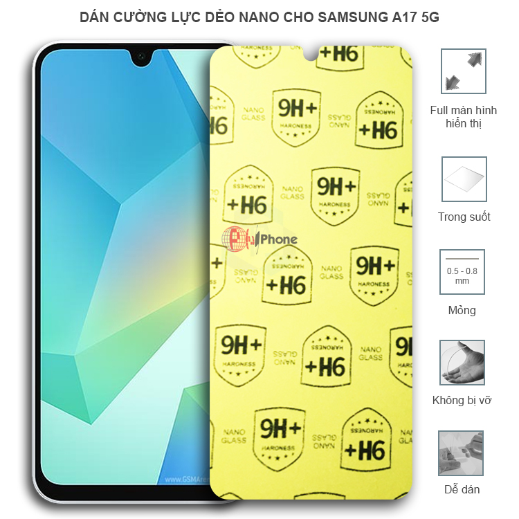Dán cường lực dẻo trong hoặc nhám cho Samsung A17 5G
