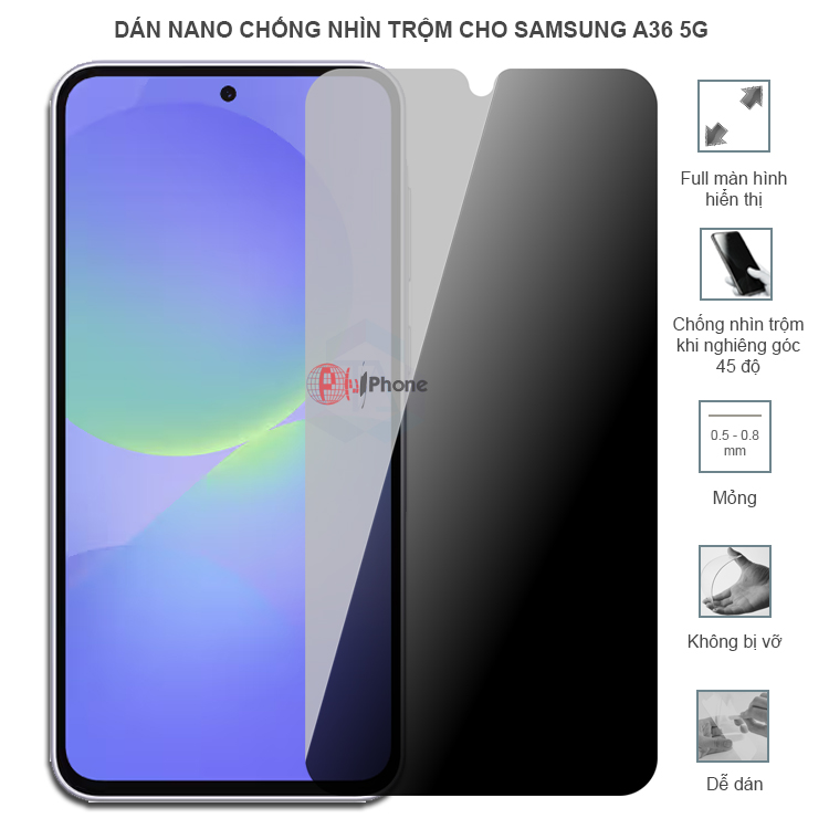 Dán cường lực dẻo chống nhìn trộm trong HD hoặc nhám AG cho Samsung A36 5G