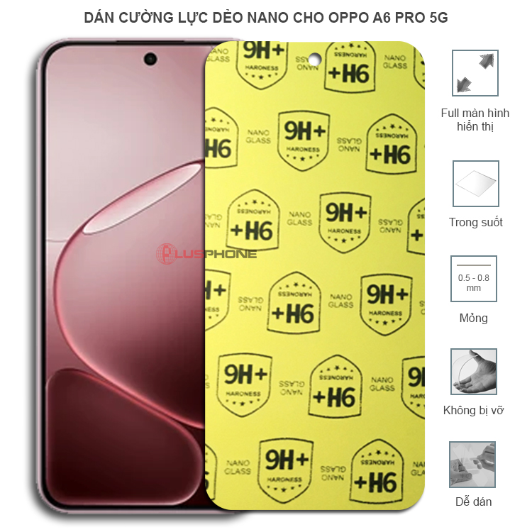 Dán cường lực dẻo trong hoặc nhám cho Oppo A6 Pro/ A6 Pro 5G