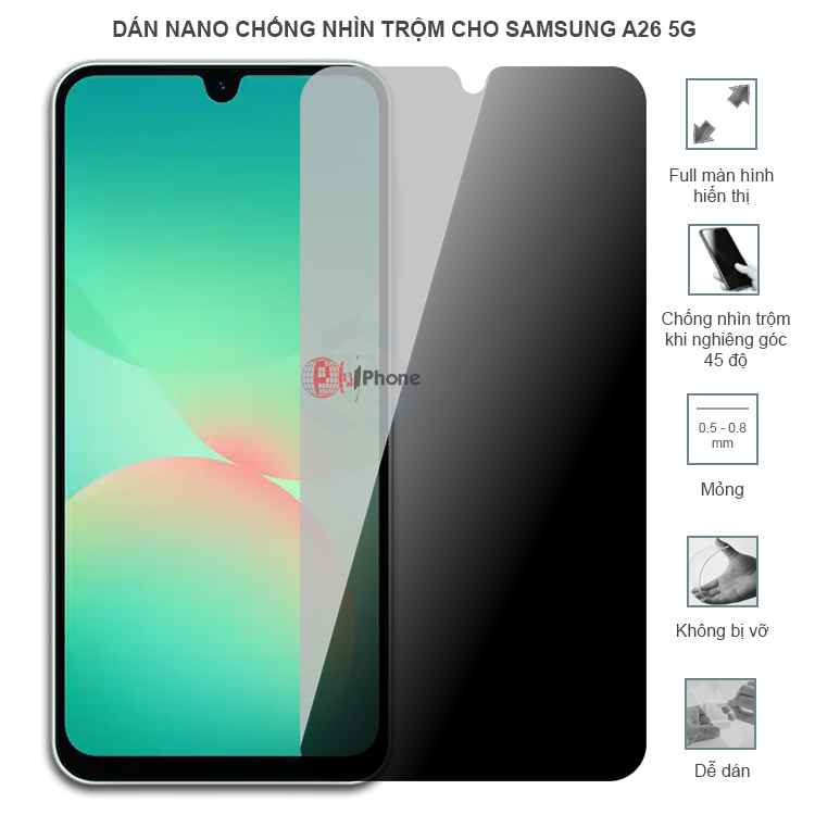 Dán cường lực dẻo chống nhìn trộm trong HD hoặc nhám AG cho Samsung A26 5G