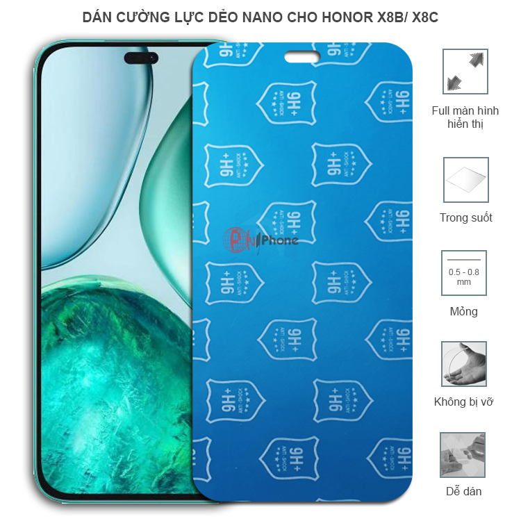 Dán cường lực dẻo trong hoặc nhám cho Honor X8b/ X8c