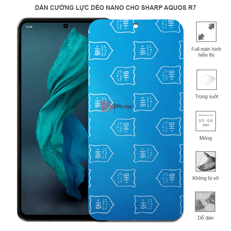 Dán cường lực dẻo trong hoặc nhám cho Sharp Aquos R7