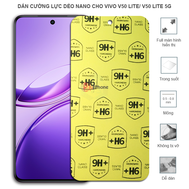 Dán cường lực dẻo trong hoặc nhám cho Vivo V50 Lite/ V50 Lite 5G