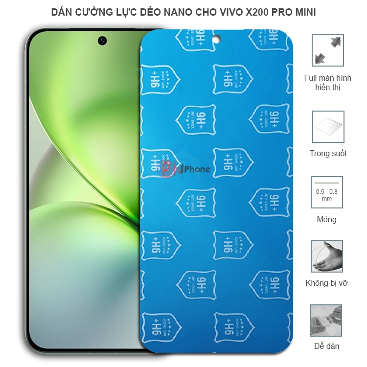 Dán cường lực dẻo trong hoặc nhám cho Vivo X200 Pro Mini