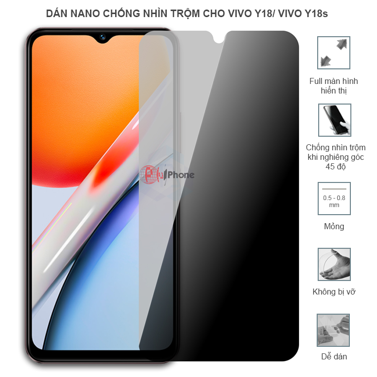 Dán cường lực dẻo chống nhìn trộm trong HD hoặc nhám AG cho Vivo Y18/ Y18s