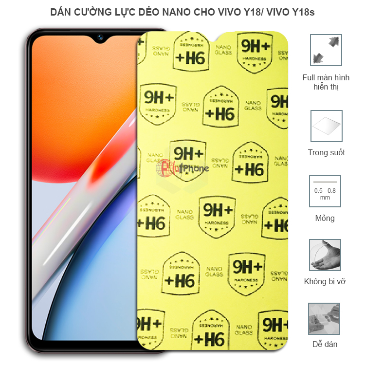 Dán cường lực dẻo trong hoặc nhám cho Vivo Y18/ vivo Y18s