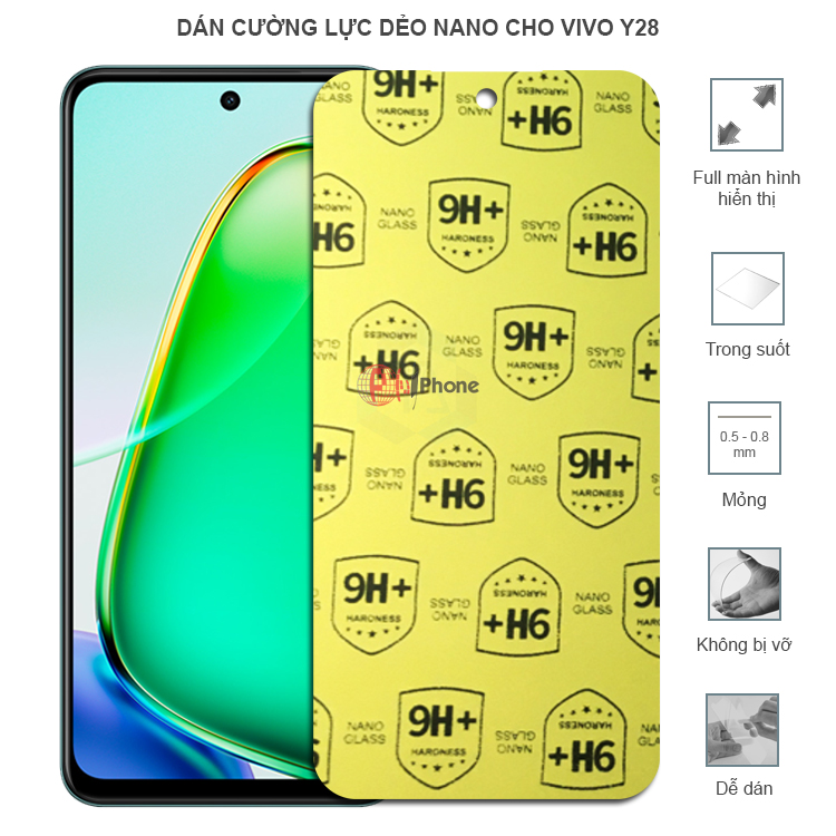 Dán cường lực dẻo trong hoặc nhám cho Vivo Y28