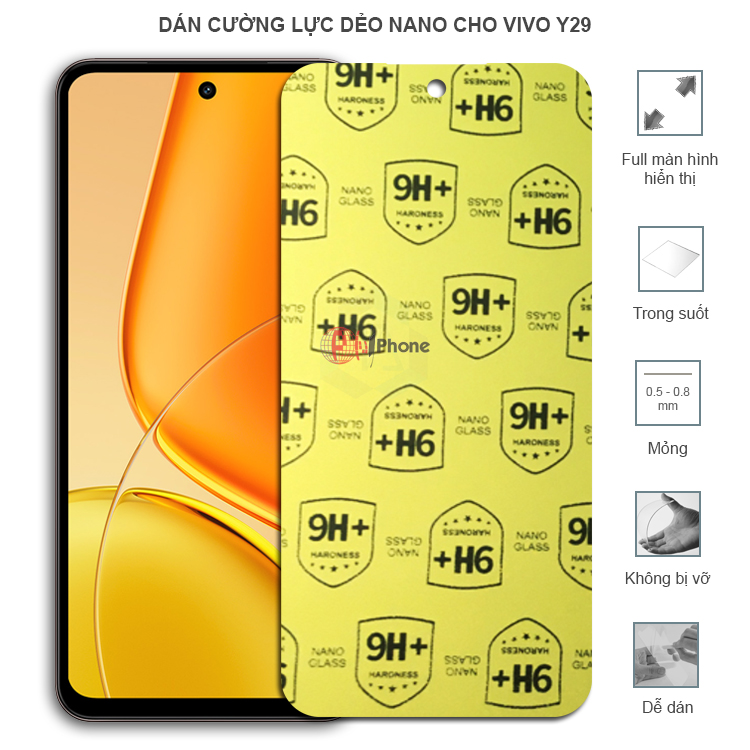 Dán cường lực dẻo trong hoặc nhám cho Vivo Y29