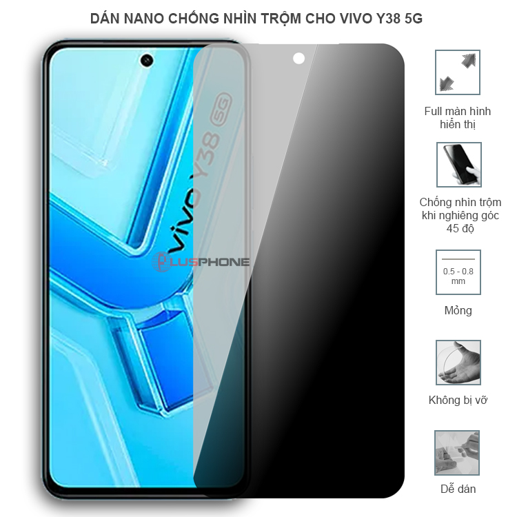 Dán cường lực dẻo chống nhìn trộm trong HD hoặc nhám AG cho Vivo Y38 5G