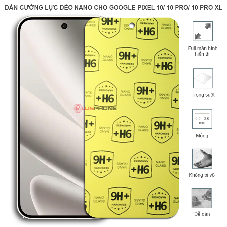 Dán cường lực dẻo trong hoặc nhám cho Google Pixel 10/ Pixel 10 Pro/ Pixel 10 Pro XL