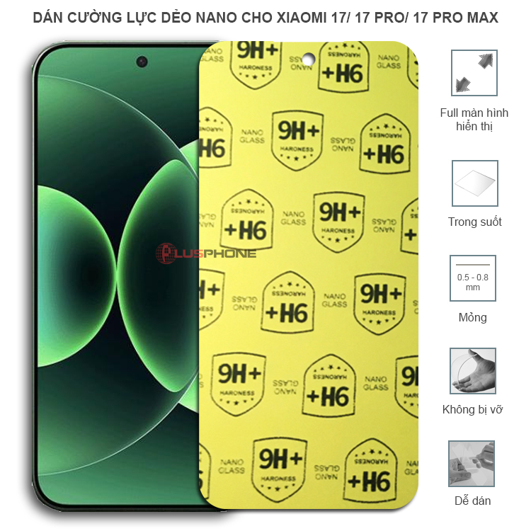 Dán cường lực dẻo trong hoặc nhám cho Xiaomi 17/ 17 Pro/ 17 Pro Max