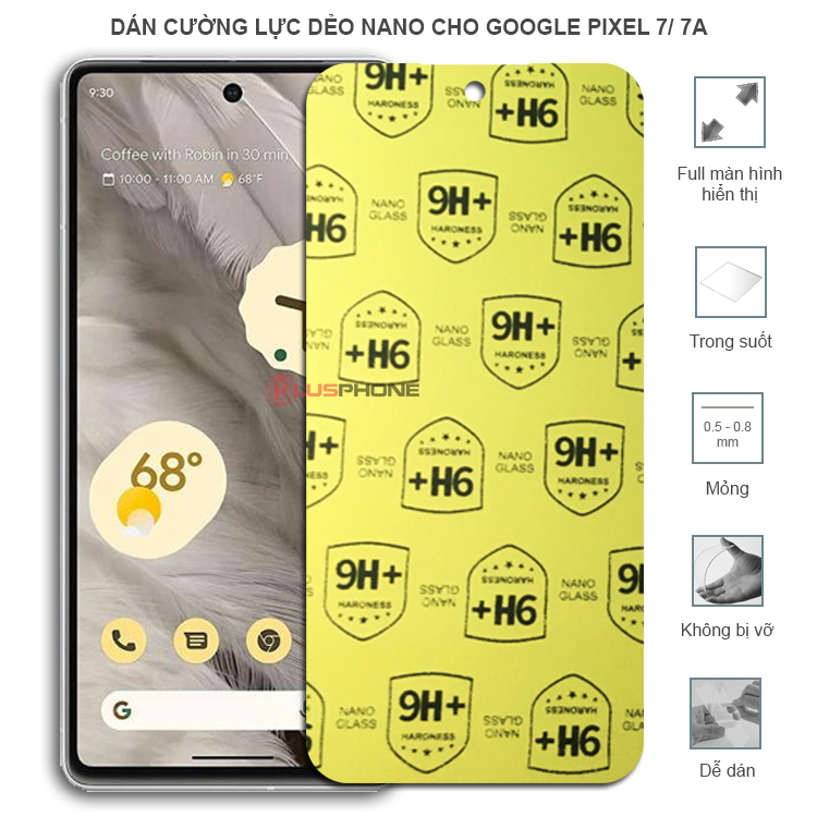 Dán cường lực dẻo trong hoặc nhám cho Google Pixel 7/ Pixel 7a