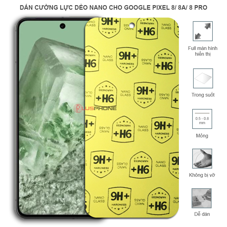 Dán cường lực dẻo trong hoặc nhám cho Google Pixel 8/ Pixel 8a/ Pixel 8 Pro