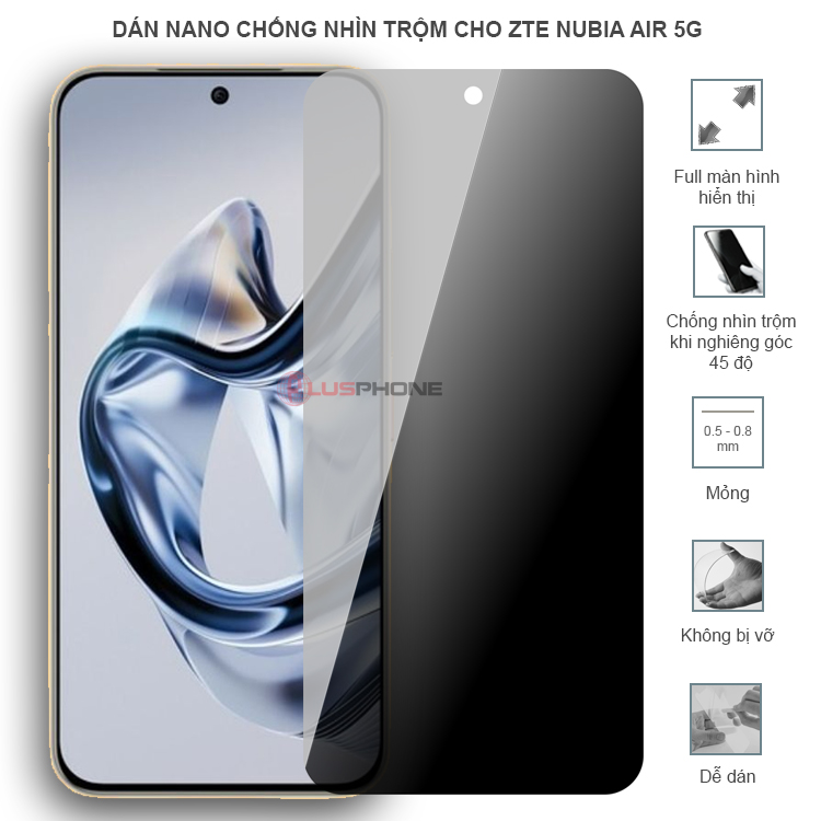 Dán cường lực dẻo chống nhìn trộm trong HD hoặc nhám AG cho ZTE Nubia Air 5G