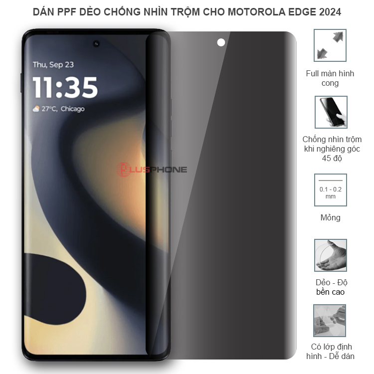 Dán PPF dẻo chống nhìn trộm trong HD hoặc nhám AG cho Motorola Edge 2024