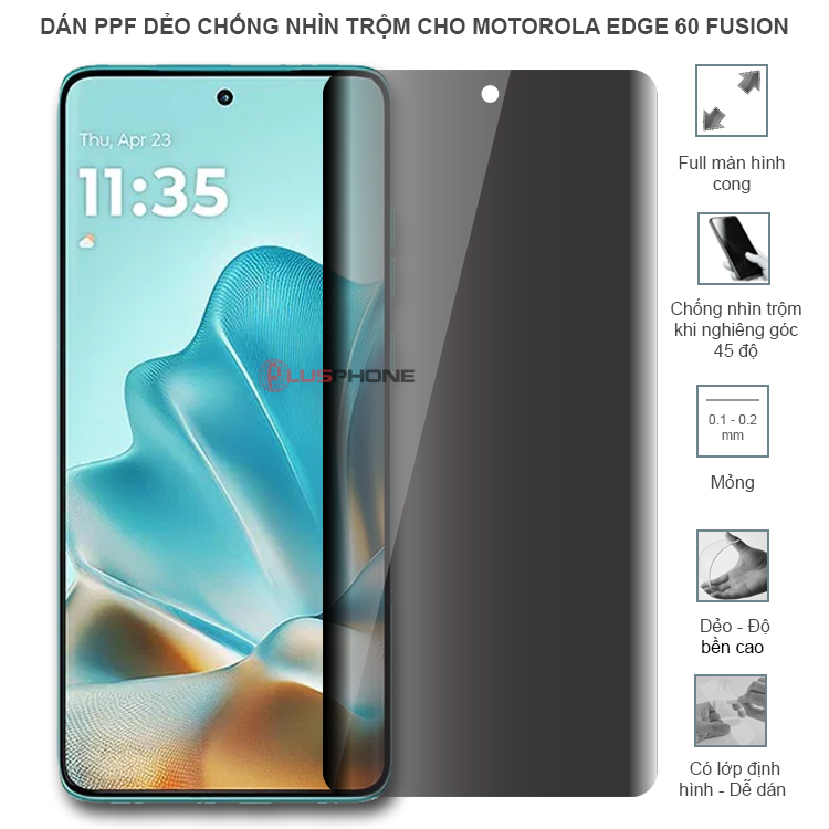 Dán PPF dẻo chống nhìn trộm trong HD hoặc nhám AG cho Motorola Edge 60 Fusion