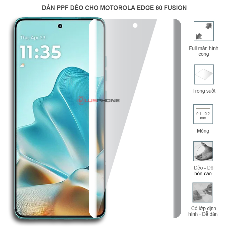 Dán PPF dẻo full màn hình trong hoặc nhám cho Motorola Edge 60 Fusion