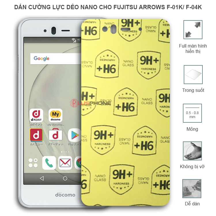 Dán cường lực dẻo trong hoặc nhám cho Fujitsu Arrows F-01k/ F-04k