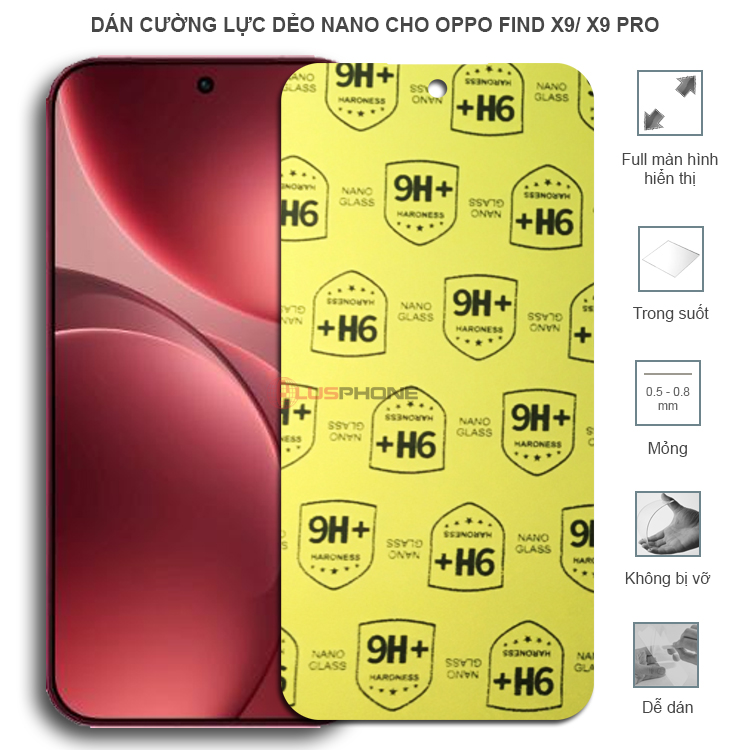 Dán cường lực dẻo trong hoặc nhám cho Oppo Find X9/ Find X9 Pro