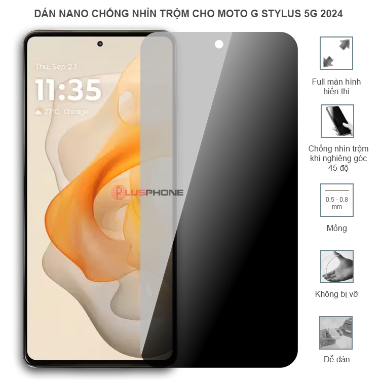 Dán cường lực dẻo chống nhìn trộm trong HD hoặc nhám AG cho Motorola Moto G Stylus 5G 2024