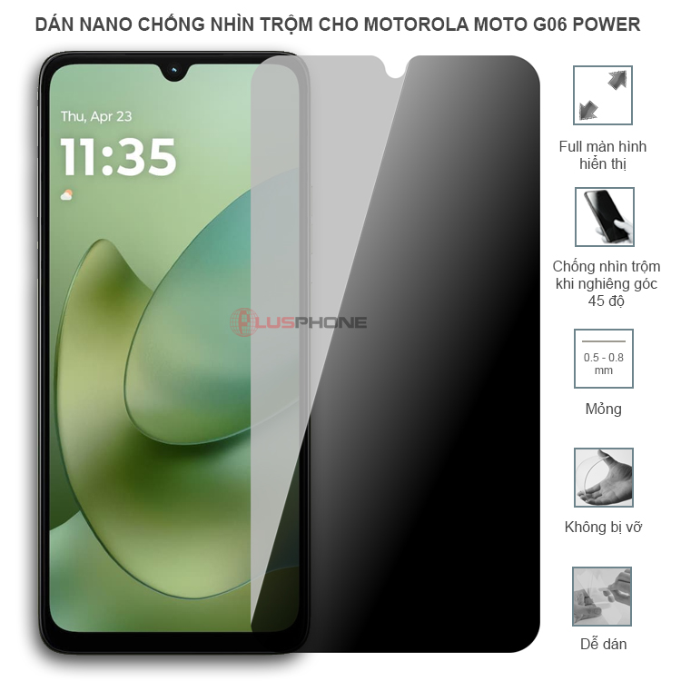 Dán cường lực dẻo chống nhìn trộm trong HD hoặc nhám AG cho Motorola Moto G06 Power