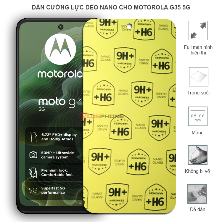 Dán cường lực dẻo trong hoặc nhám cho Motorola G35 5G