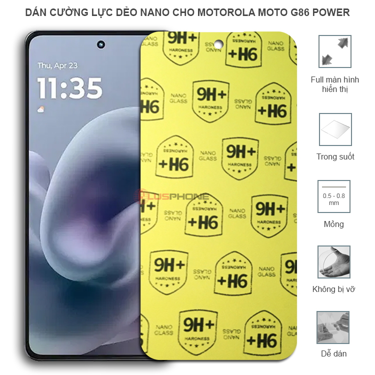 Dán cường lực dẻo trong hoặc nhám cho Motorola Moto G86 Power