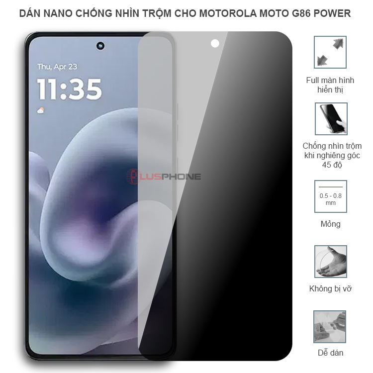 Dán cường lực dẻo chống nhìn trộm trong HD hoặc nhám AG cho Motorola Moto G86 Power