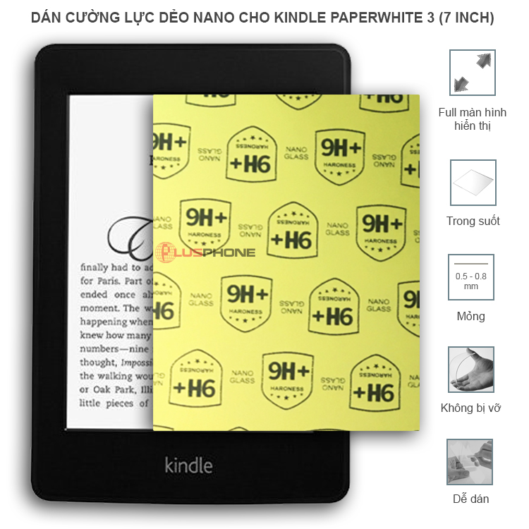 Dán cường lực dẻo trong hoặc nhám cho Kindle Paperwhite 3 (7 inch)