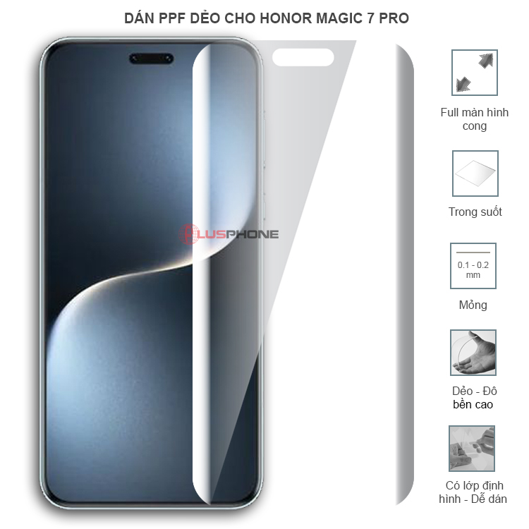 Dán PPF dẻo full màn hình trong hoặc nhám cho Honor Magic 7 Pro