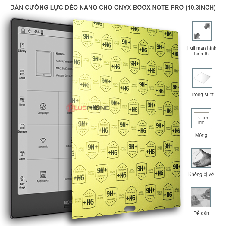 Dán cường lực dẻo trong hoặc nhám cho Onyx Boox Note Pro (10.3 inch)
