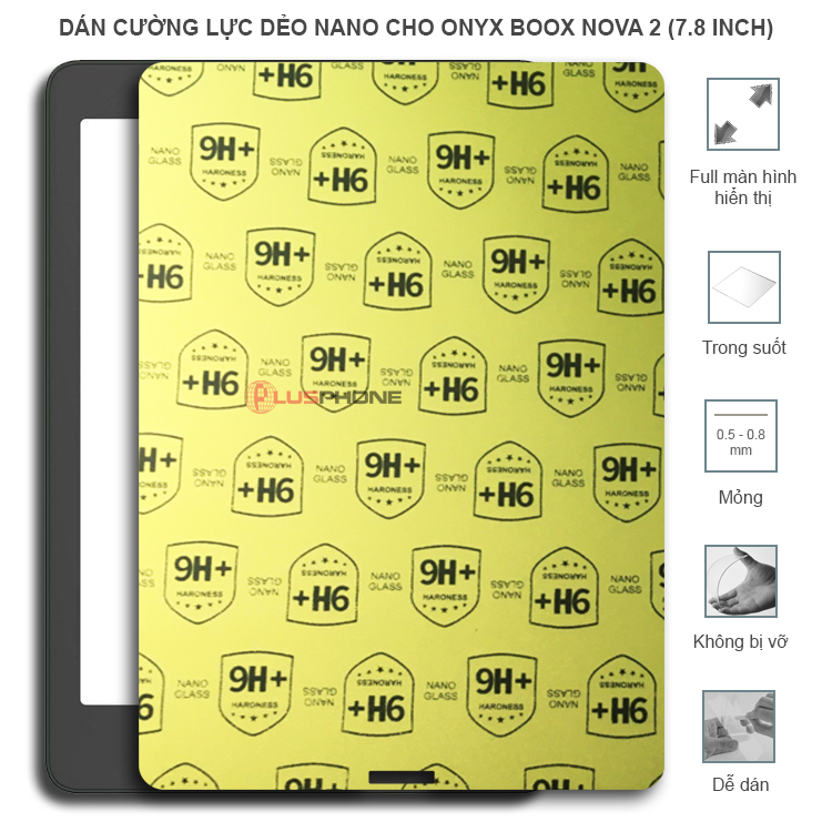 Dán cường lực dẻo trong hoặc nhám cho Onyx Boox Nova 2 (7.8 inch)