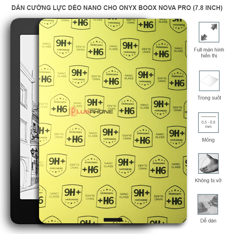 Dán cường lực dẻo trong hoặc nhám cho Onyx Boox Nova Pro (7.8 inch)