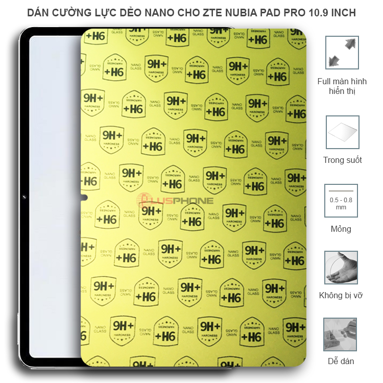 Dán cường lực dẻo trong hoặc nhám cho ZTE Nubia Pad Pro 10.9 inch