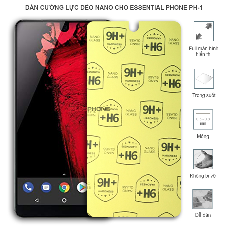 Dán cường lực dẻo trong hoặc nhám mặt trước, sau cho Essential Phone PH-1