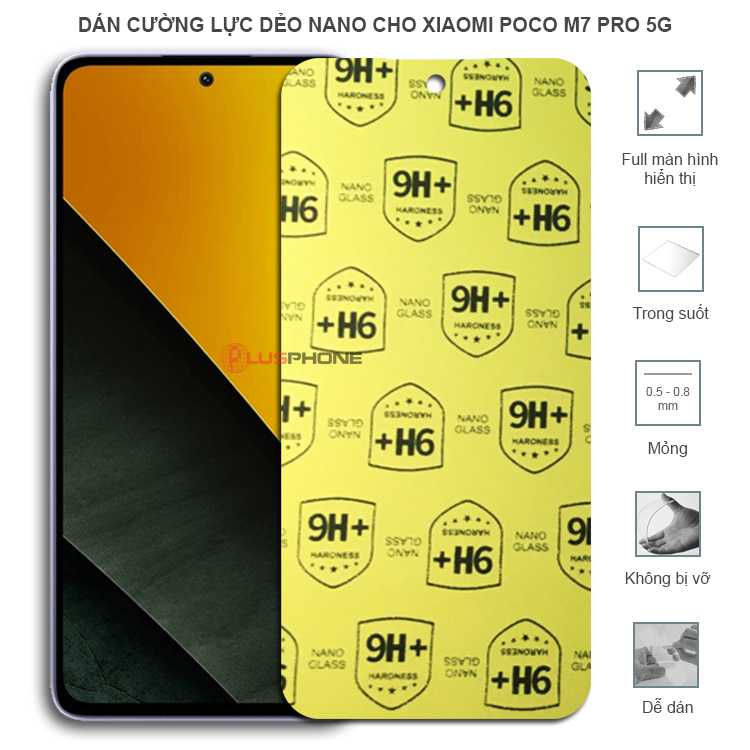 Dán cường lực dẻo trong hoặc nhám cho Xiaomi Poco M7 Pro 5G