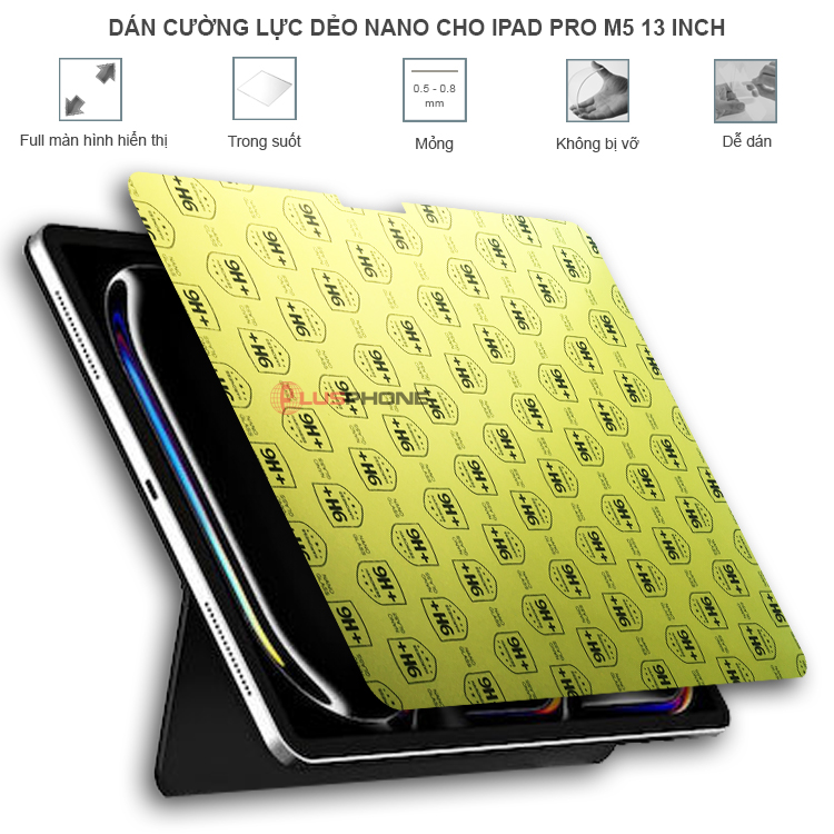 Dán cường lực dẻo trong hoặc nhám cho iPad Pro M5 (13 inch)