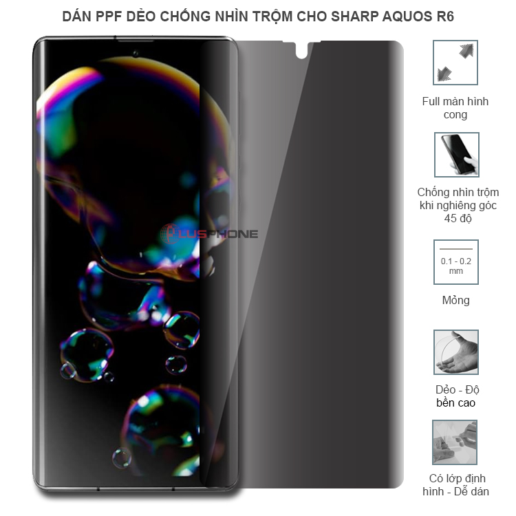 Dán PPF dẻo chống nhìn trộm trong HD hoặc nhám AG cho Sharp Aquos R6