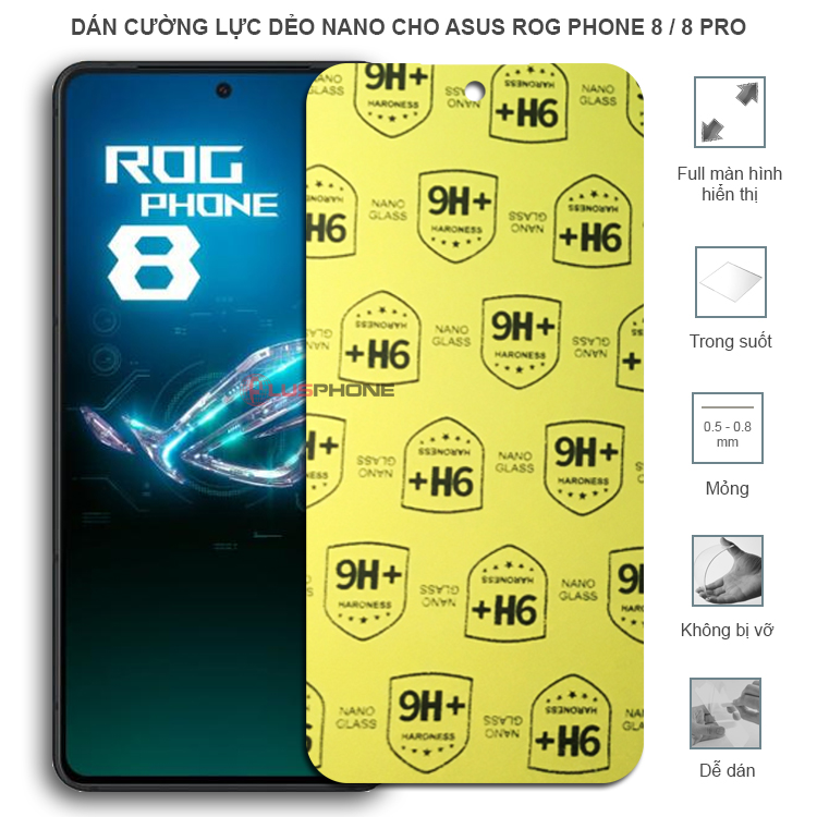 Dán cường lực dẻo trong hoặc nhám cho Asus Rog Phone 8/ Rog Phone 8 Pro