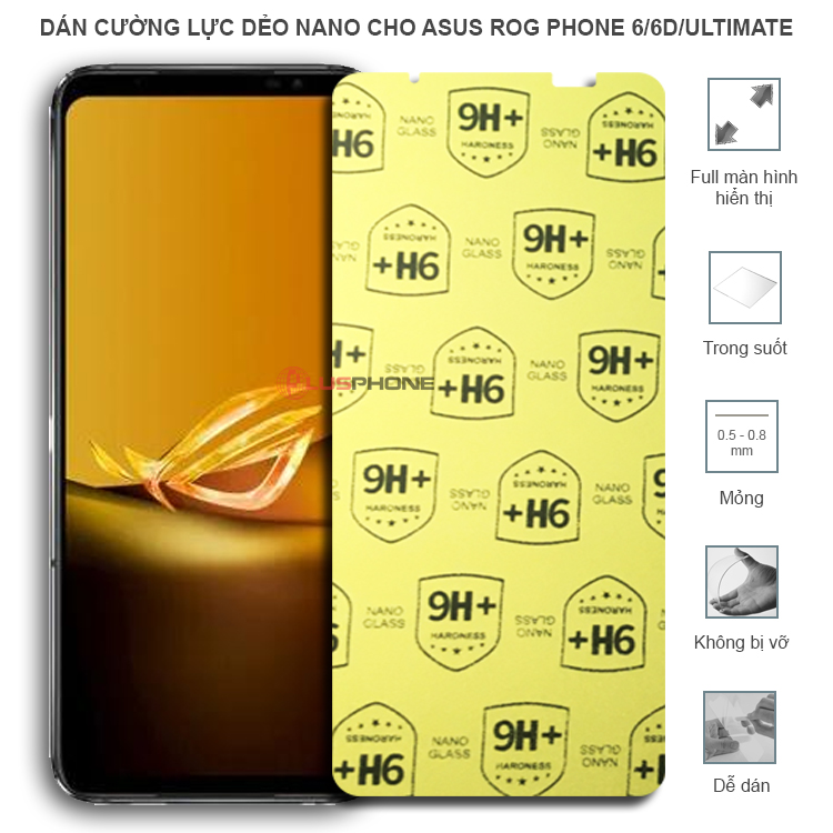 Dán cường lực dẻo trong hoặc nhám cho Asus Rog Phone 6/ 6 Pro/ 6D/ 6D Ultimate