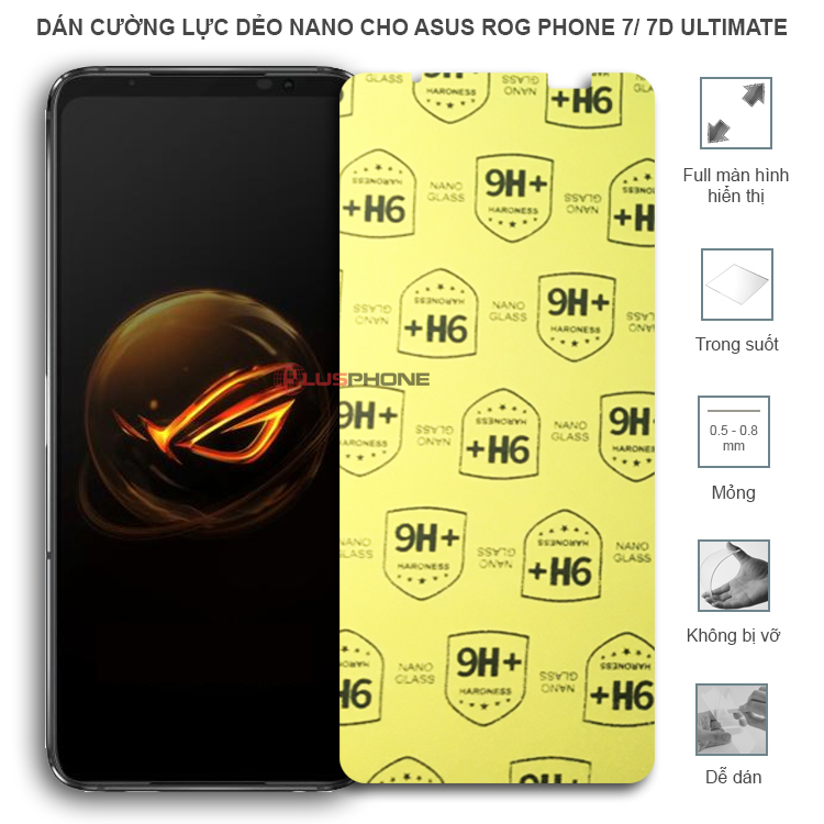 Dán cường lực dẻo trong hoặc nhám cho Asus Rog Phone 7/ 7D Ultimate