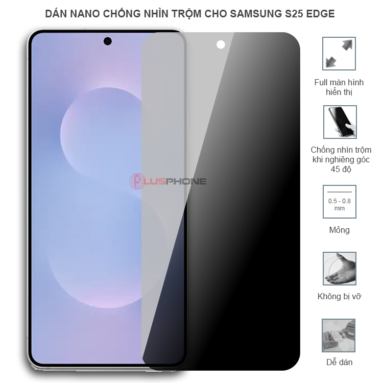 Dán cường lực dẻo chống nhìn trộm trong HD hoặc nhám AG cho Samsung S25 Edge