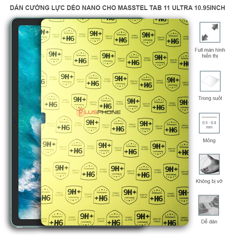 Dán cường lực dẻo trong hoặc nhám cho Masstel Tab 11 Ultra 10.95 inch