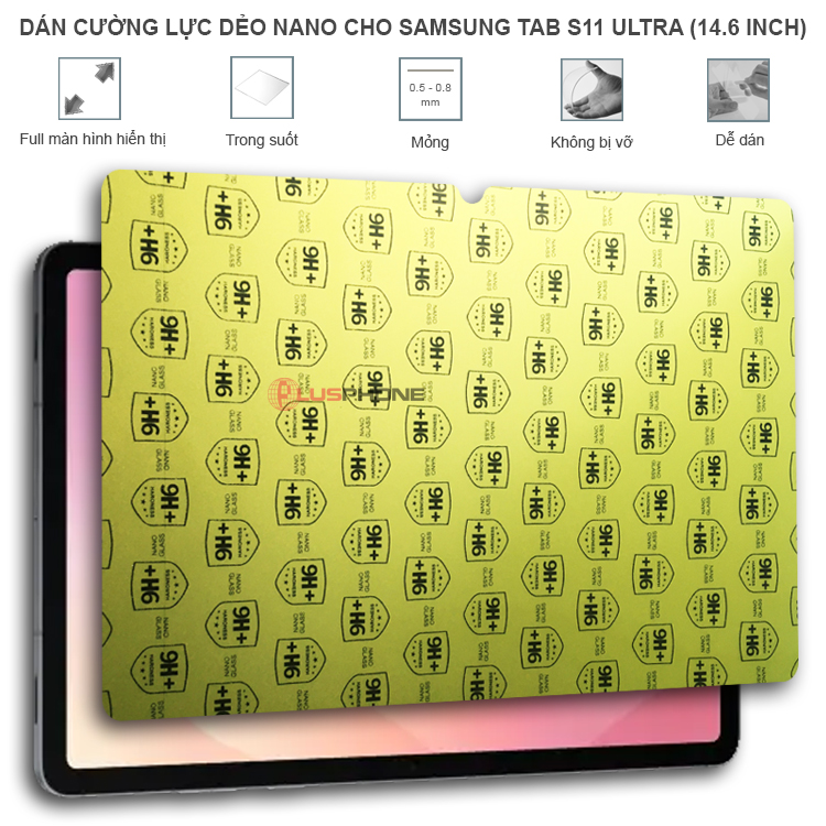 Dán cường lực dẻo trong hoặc nhám cho Samsung Tab S11 Ultra 14.6 inch