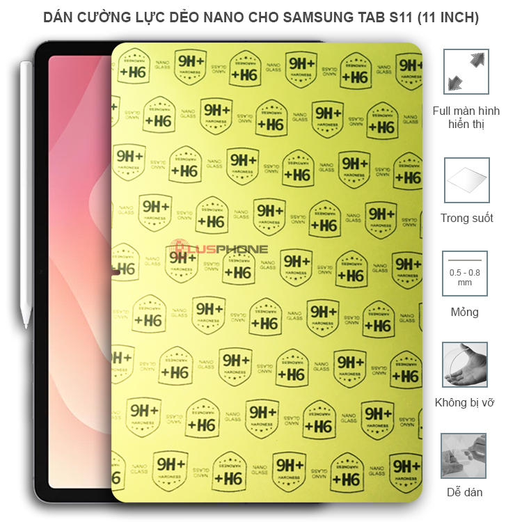 Dán cường lực dẻo trong hoặc nhám cho Samsung Tab S11 (11 inch)