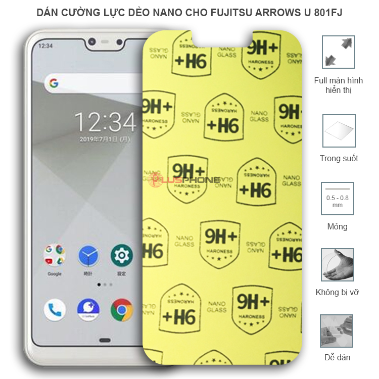 Dán cường lực dẻo trong hoặc nhám cho Fujitsu Arrows U 801FJ