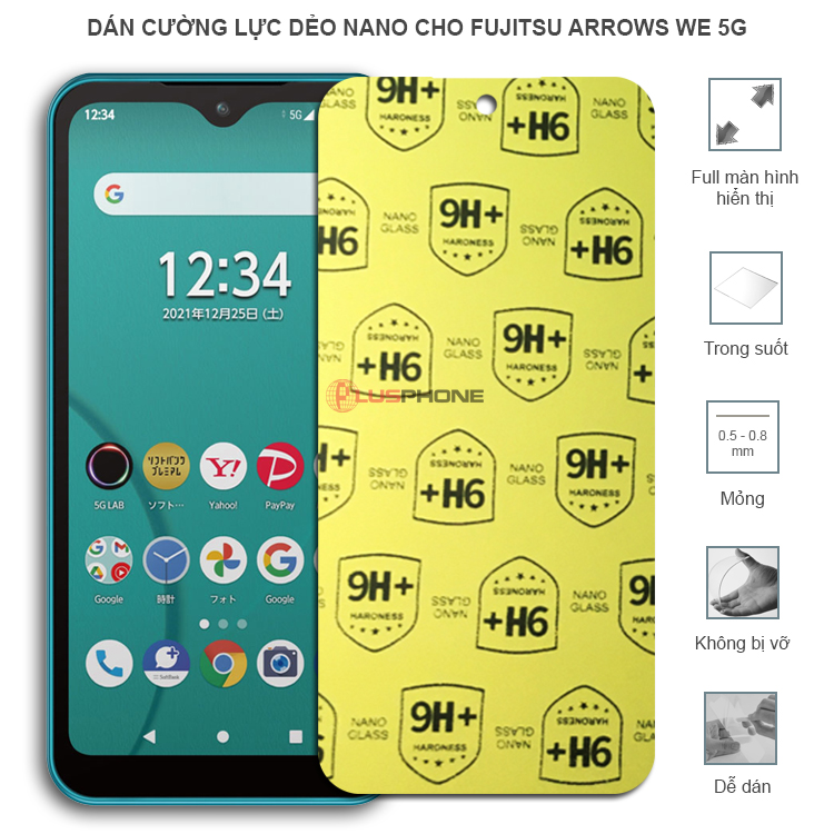 Dán cường lực dẻo trong hoặc nhám cho Fujitsu Arrows We 5G