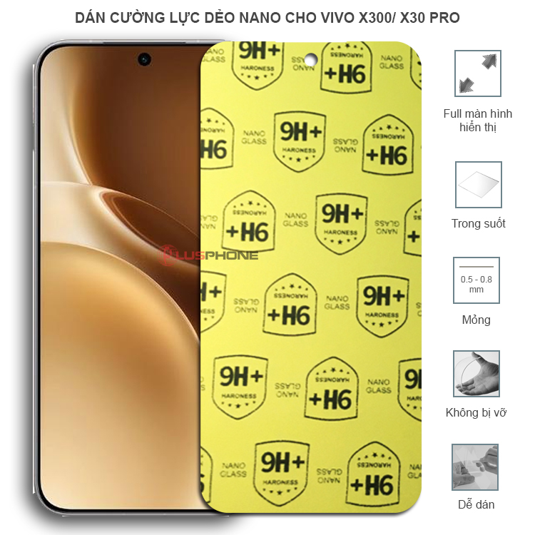 Dán cường lực dẻo trong hoặc nhám cho Vivo X300/ X300 Pro