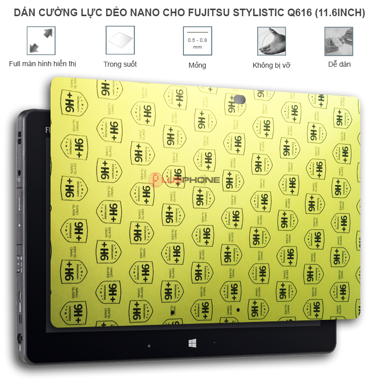 Dán cường lực dẻo trong hoặc nhám cho Fujitsu Stylistic Q616 (11.6 inch)